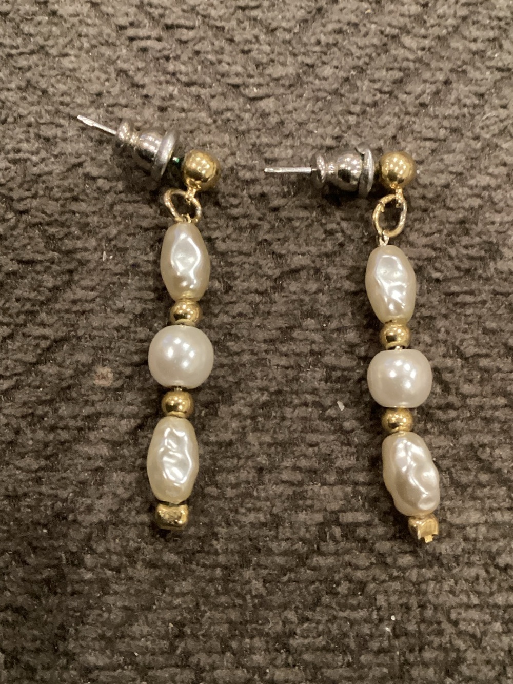 Fresh Water Pearl Gold Tone Drop Earrings